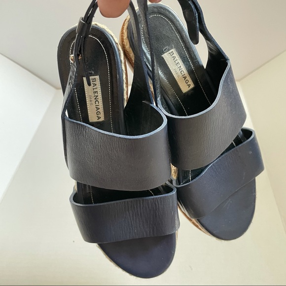 BALENCIAGA Leather + Espadrille Sandals - Picture 2 of 6